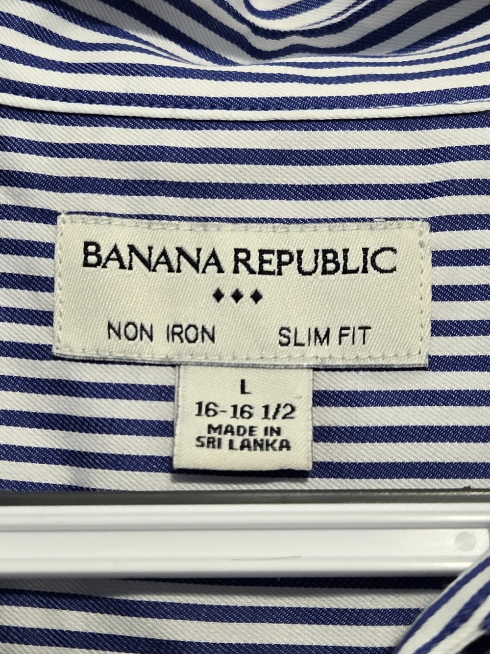 Banana Republic Non Iron Slim Fit Blue Stripe Dress Shirt‎ 16-16.5 Large